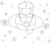 Coloriage Page de Mark Grayson volant dans l'espace