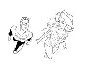 Coloriage Sc&egrave;ne de Invincible et Atom Eve simple