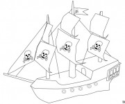 Coloriage Bateau des Pirates facile