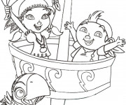 Coloriage Jack et Izzy sur Le Bateau de Pirates