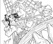 Coloriage Sc&egrave;ne de Jack et les Pirates de Cara&iuml;bes
