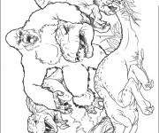 Coloriage King Kong et Le Dinosaure