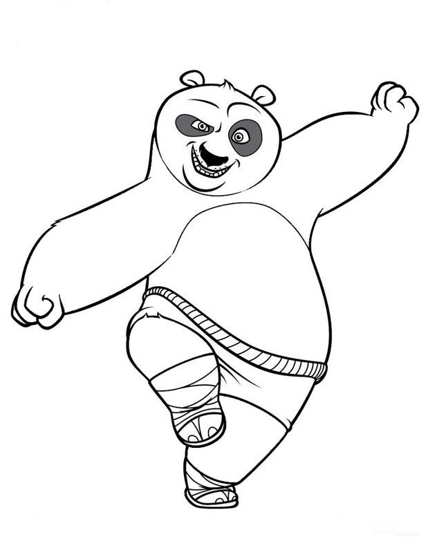 Coloriage et dessins gratuits Kung Fu Panda Po en équilibre à imprimer