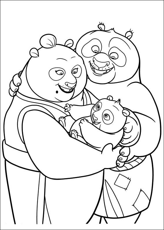 Coloriage et dessins gratuits Kung Fu PandaPo et ses parents à imprimer