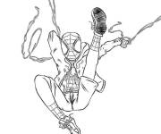 Coloriage Courageux Miles Morales se pr&eacute;cipite