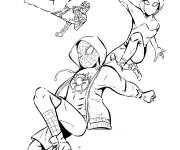 Coloriage Miles en action avec son &eacute;quipe des superh&eacute;ros