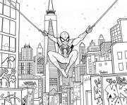 Coloriage Miles en vue devant la ville