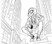 Coloriage Miles Morales au beau vue le matin
