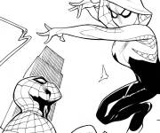 Coloriage Miles Morales au combat dans la ville