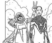 Coloriage Miles Morales avec Kamala de Marvel