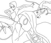 Coloriage Miles Morales avec Peter Parker et Gwen