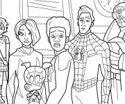 Coloriage Miles Morales avec son &eacute;quipe