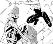 Coloriage Miles Morales contre Gwen
