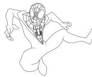 Coloriage Miles Morales en position c&eacute;l&egrave;bre