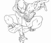 Coloriage et dessins gratuit Miles Morales en position de Spider Man à imprimer