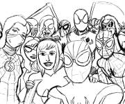 Coloriage Miles Morales et les superh&eacute;ros de Marvel