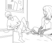 Coloriage Miles Morales et son ami dans sa chambre