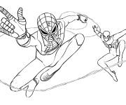 Coloriage Miles Morales et Spider Man en attaque