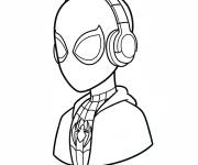 Coloriage Miles Morales maqu&eacute; en casque