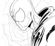 Coloriage et dessins gratuit Miles Morales masqu&eacute; devant le toile d'araign&eacute;e à imprimer