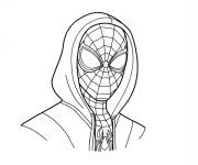 Coloriage Miles Morales masqu&eacute; en capuche rouge