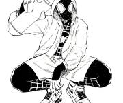 Coloriage Miles Morales peignant graffiti