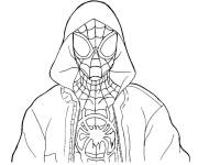 Coloriage Miles Morales portant sa capuche