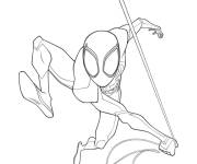 Coloriage Miles Morales se d&eacute;place comme Spiderman