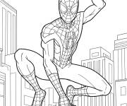 Coloriage Miles Morales se repose sur le toit