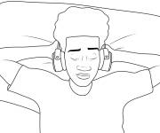 Coloriage Miles Morales se repose sur son lit