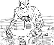 Coloriage Miles Morales style anime sur le toit