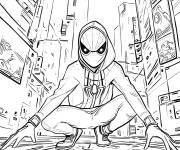 Coloriage Miles Morales style bande anim&eacute;