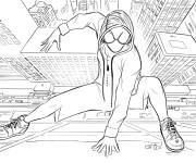Coloriage Miles Morales vue de ciel