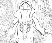 Coloriage Miles Morales vue de la rue