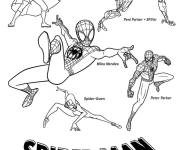 Coloriage Plusieurs illustrations de Miles Morales et Spider-Man