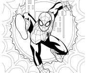Coloriage Spider Man dans le toile du film Miles Morales
