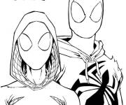 Coloriage Superh&eacute;ros de Gwen et Miles Morales