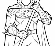 Coloriage Facile Moon Knight avec un b&acirc;ton