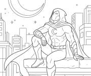 Coloriage Moon Knight assis sur l'appartement