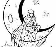 Coloriage Moon Knight assis sur la lune