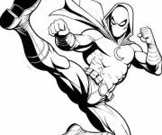 Coloriage Moon Knight avec l'attaque des pieds