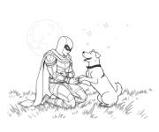 Coloriage Moon Knight avec le chien