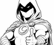 Coloriage Moon Knight avec le signe de victoire