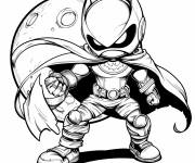 Coloriage Moon Knight devant la lune chibi
