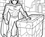 Coloriage Moon Knight devant la tombe