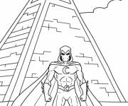 Coloriage Moon Knight devant le pyramide