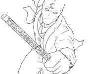 Coloriage Moon Knight en plein attaque