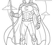 Coloriage Moon Knight en poster devant la lune