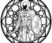 Coloriage Moon Knight en vitrail rond