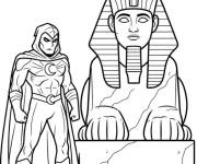 Coloriage Moon Knight et les monument d'Egypte